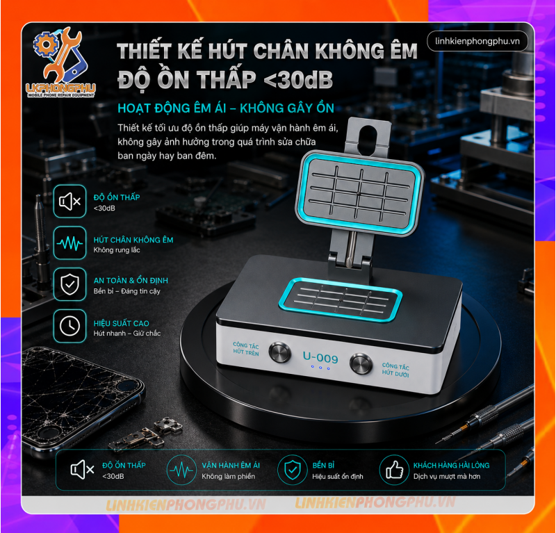 UYUE U-009 là dòng máy ép, căn chỉnh vào kính màn hình đa năng (Screen Alignment Tool)