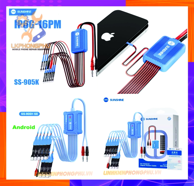 Dây cấp nguồn Sunshine All iPhone 6G-16Pro Max SS-905K vs All Android SS-905H SE