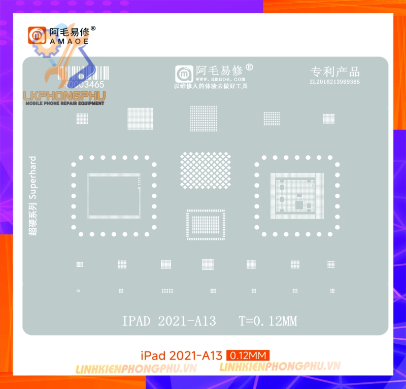 Vỉ làm chân IC iPad M1/M2  / iPad Pro / iPad Air 2020-A14 / iPad 2021-A13 / iPad-A9/A10X / iPad-A12/A12X