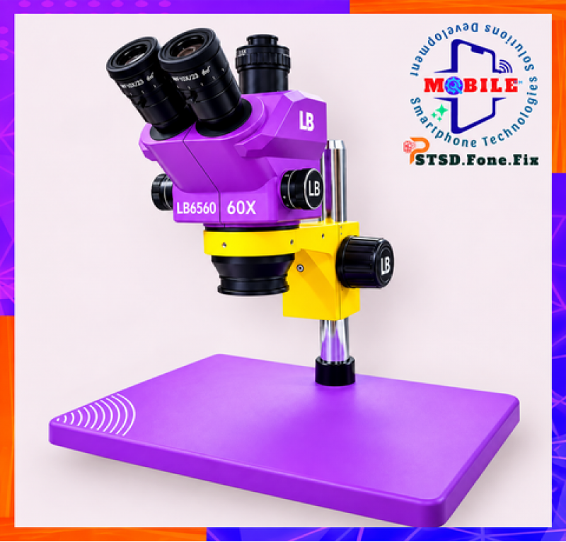 Kính hiển vi ba mắt Luban LB-6560 Zoom liên tục từ 6X đến 60X.