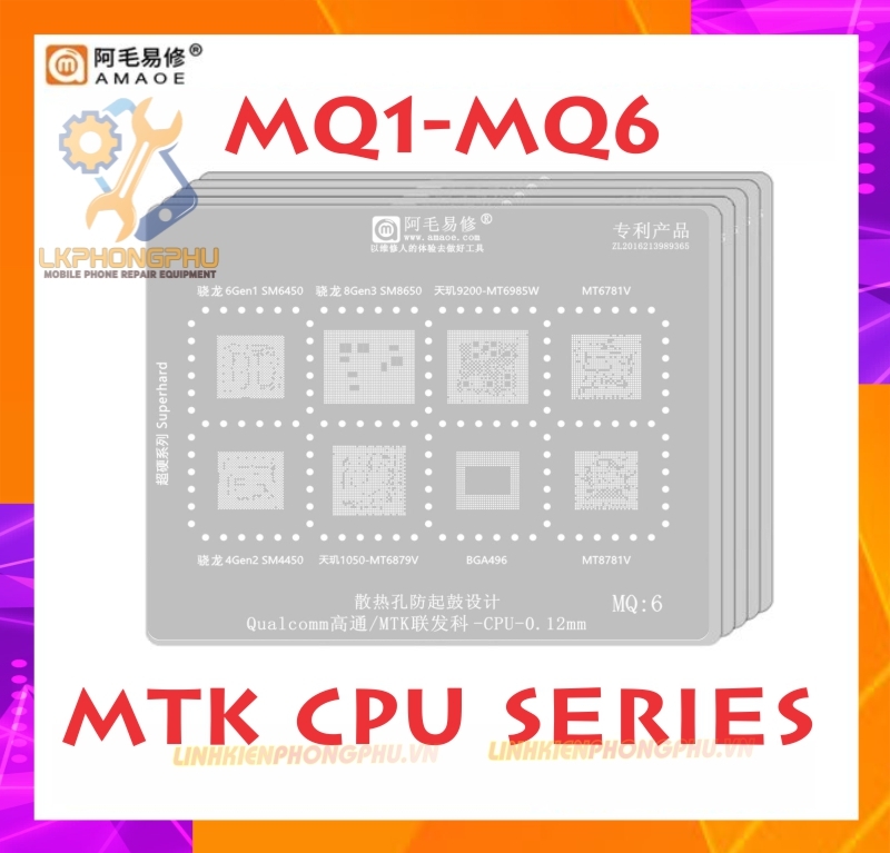 Vỉ làm chân IC MTK/Qualcomm CPU RAM IC MQ:1 -> MQ:6