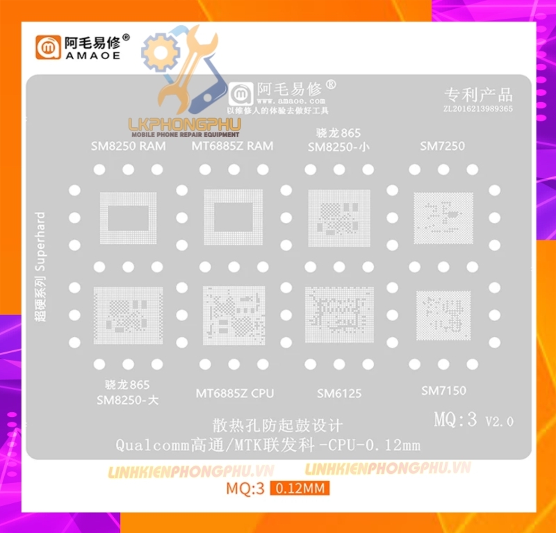 Vỉ làm chân IC MTK/Qualcomm CPU RAM IC MQ:1 -> MQ:6