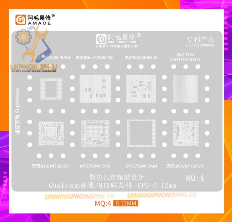 Vỉ làm chân IC MTK/Qualcomm CPU RAM IC MQ:1 -> MQ:6