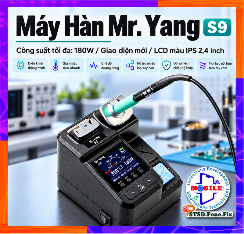 Máy hàn Mr.Yang (M.Y) S9 sở hữu công suất mạnh mẽ lên đến 180W. Kèm theo 3 mũi hàn