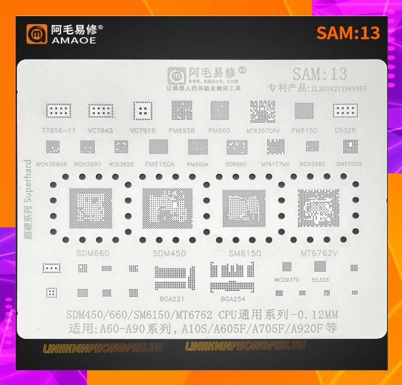 Vỉ làm chân IC Samsung Amaoe Từ Sam:1 đến Sam:17 và Từ EU:1 đến EU:5