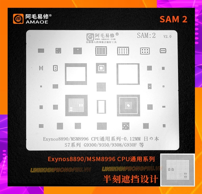 Vỉ làm chân IC Samsung Amaoe Từ Sam:1 đến Sam:17 và Từ EU:1 đến EU:5