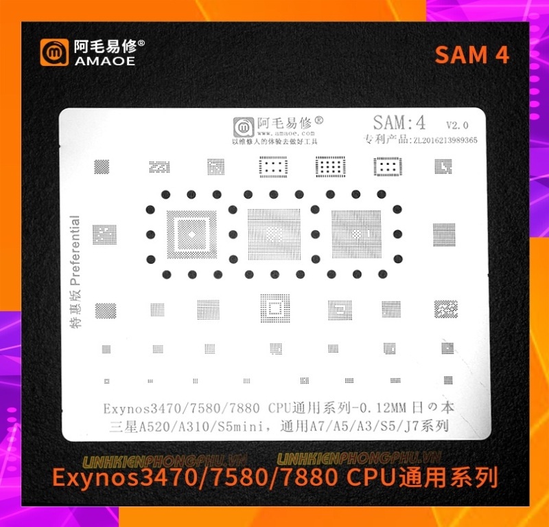 Vỉ làm chân IC Samsung Amaoe Từ Sam:1 đến Sam:17 và Từ EU:1 đến EU:5