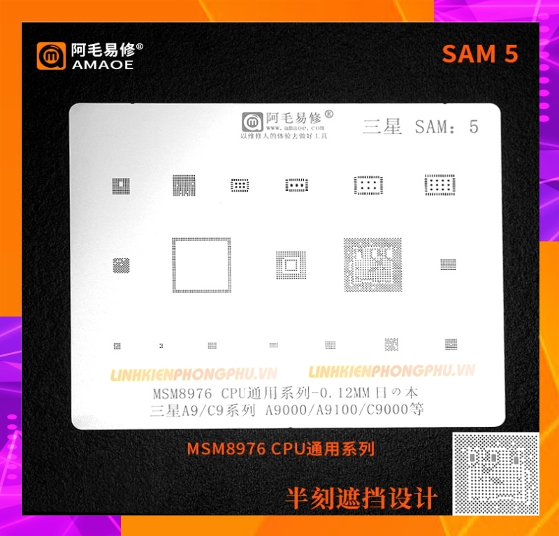 Vỉ làm chân IC Samsung Amaoe Từ Sam:1 đến Sam:17 và Từ EU:1 đến EU:5