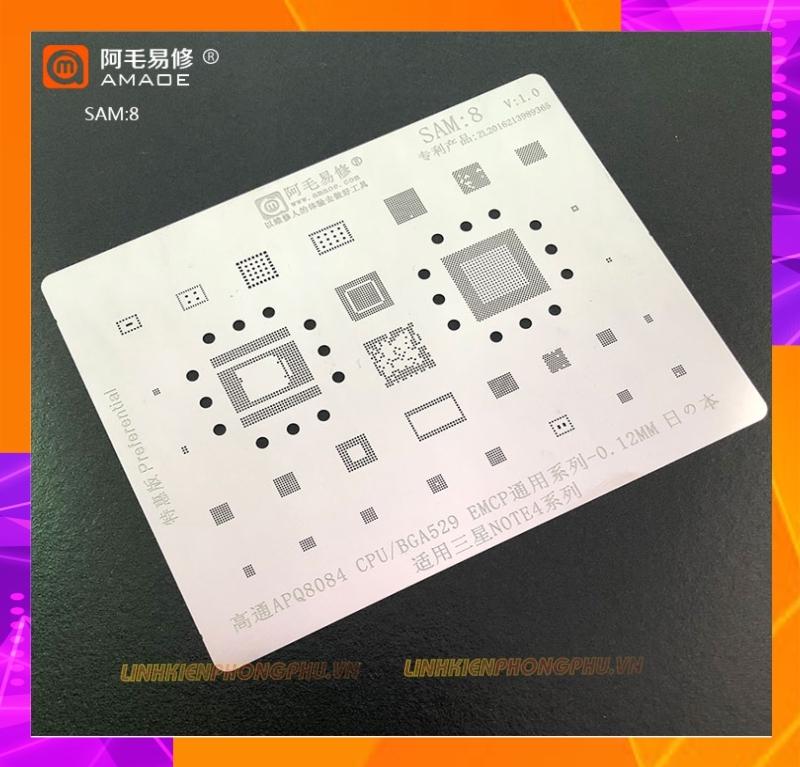 Vỉ làm chân IC Samsung Amaoe Từ Sam:1 đến Sam:17 và Từ EU:1 đến EU:5