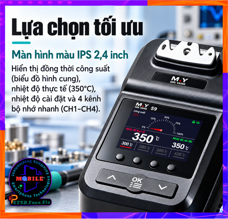 Máy hàn Mr.Yang (M.Y) S9 sở hữu công suất mạnh mẽ lên đến 180W. Kèm theo 3 mũi hàn