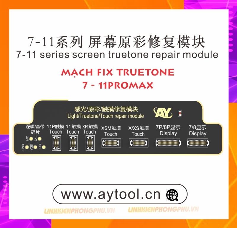 Mạch Fix Truetone màn hình iPhone 7 - 11ProMax Box AY-A108 
