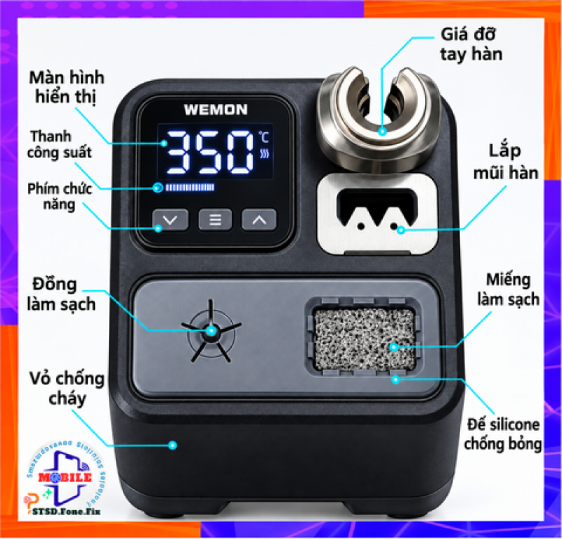 Máy Hàn Wemon K21A Tay T210 Mũi C210 Kèm Mũi Cắt Công Suất 65W-75W
