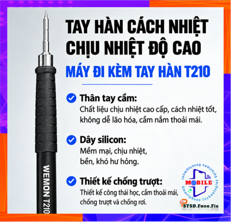 Máy Hàn Wemon K21A Tay T210 Mũi C210 Kèm Mũi Cắt Công Suất 65W-75W