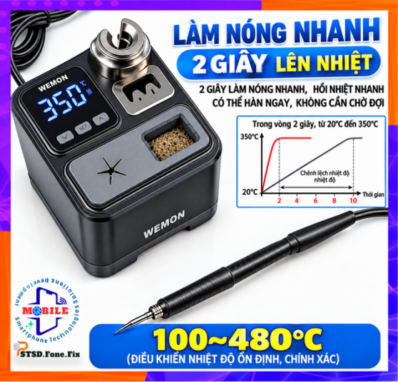 Máy Hàn Wemon K21A Tay T210 Mũi C210 Kèm Mũi Cắt Công Suất 65W-75W